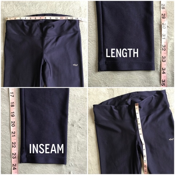 Röhnisch Liza Shiny Logo Workout Leggings Tights Glossy Blue Black XL - Picture 13 of 13